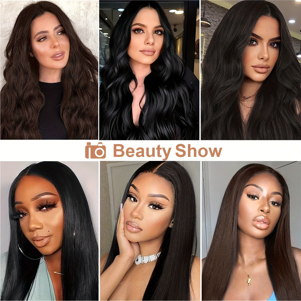 6pcs Full Head Clip-In Hair Extensions 50.8cm Long Thick Curly Wave Synthetic Hair - Dark Black/Natural Black/Dark Brown, Heat Styling Safe, Unisex for Men & Women, All Ethnicities, Length Extension, Voluminous Curls, Highquality Fibers, Beauty Lovers