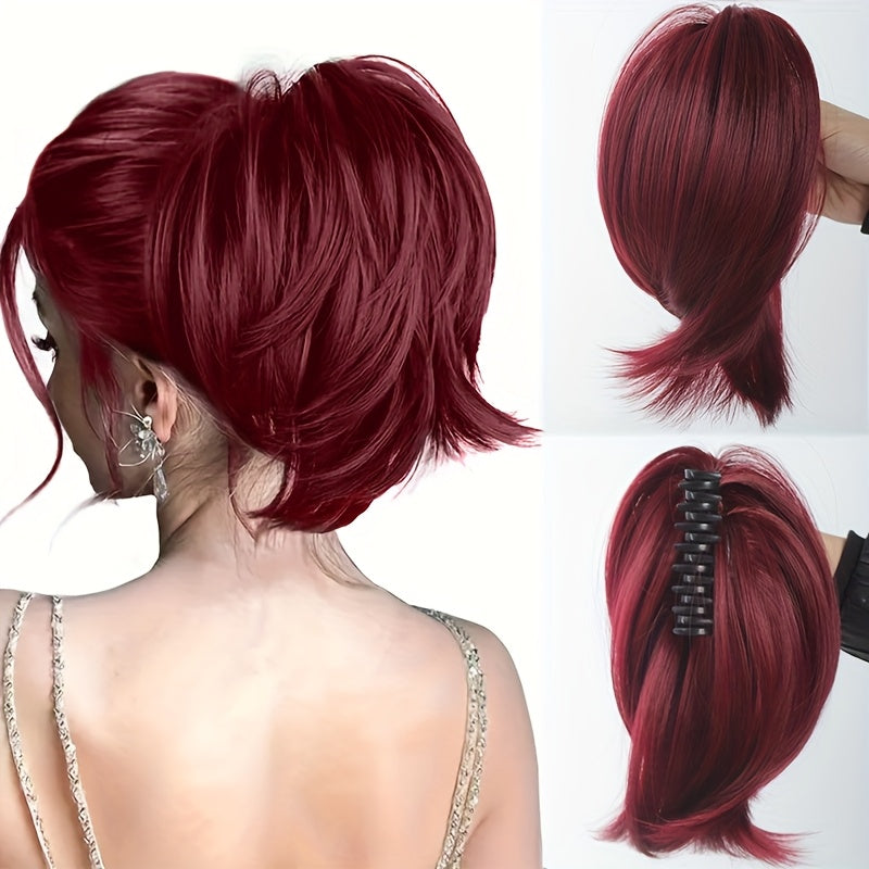 Chic Claw-Clip Ponytail Extension for Women - Straight Synthetic Hair, Versatile & Easy to Style