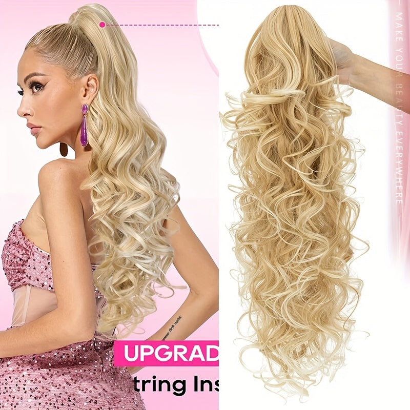 1pc Elegant 60.96cm Long Curly Wave Ponytail Extensions with Claw Clip - Synthetic Smooth Natural Look for Women, Easy to Wear for Daily Use, Parties, Weddings, Birthdays & Holidays, Ponytail Hair Extensions, Wedding Hairpiece, Naturallooking Hairpiece