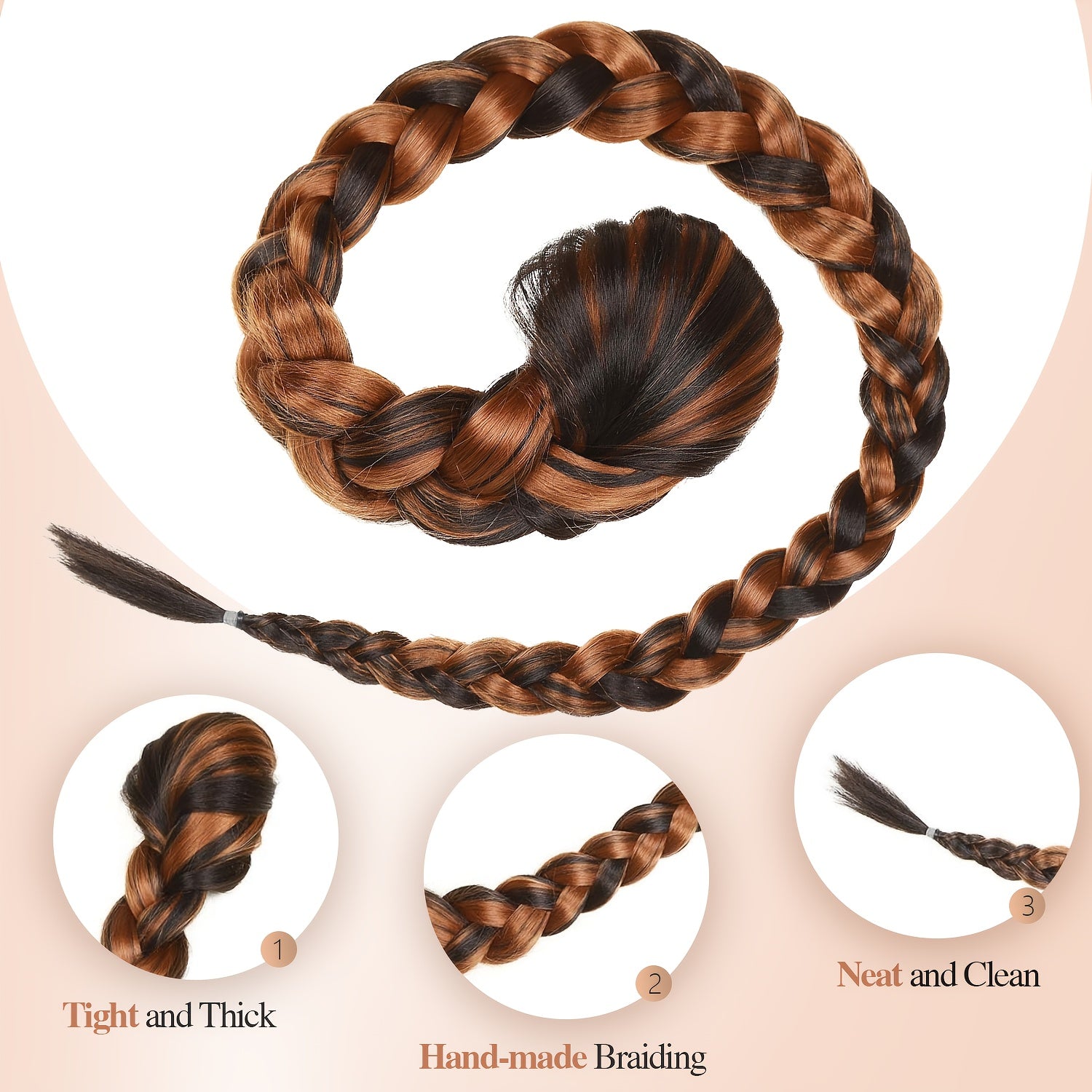 34-Inch Long Black Hair Extensions - Drawstring Ponytail with Braided Detail, High-Temperature Fiber, Perfect for Women & Girls, Stylish Hair Addition|Sleek Ponytail|Highquality Hair Extensions, Hair Accessories
