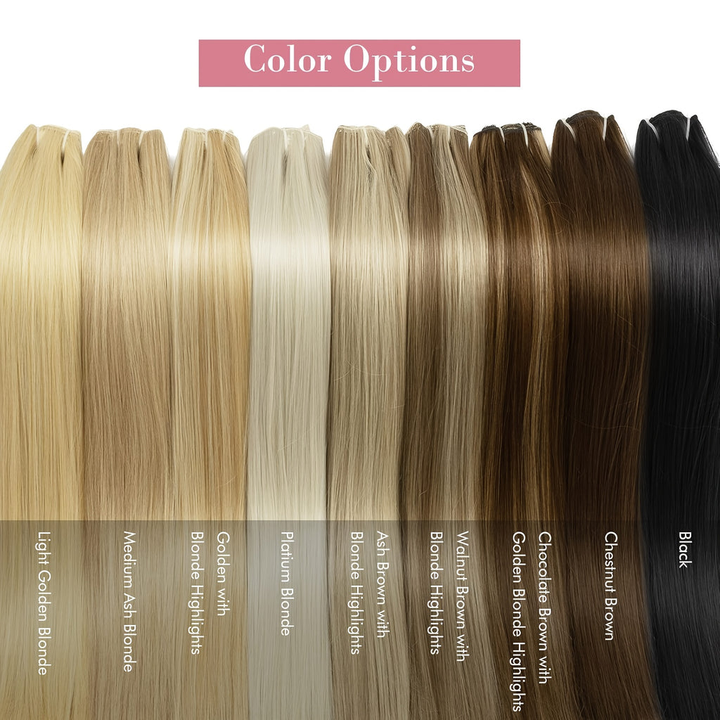 Clip in Hair Extensions, Hair Extensions Thick Long Lace Weft Lightweight Synthetic Hairpieces for Women (60.96 cm-240 Gram(Pack of 5), Chocolate Brown with Golden Blonde Highlights)