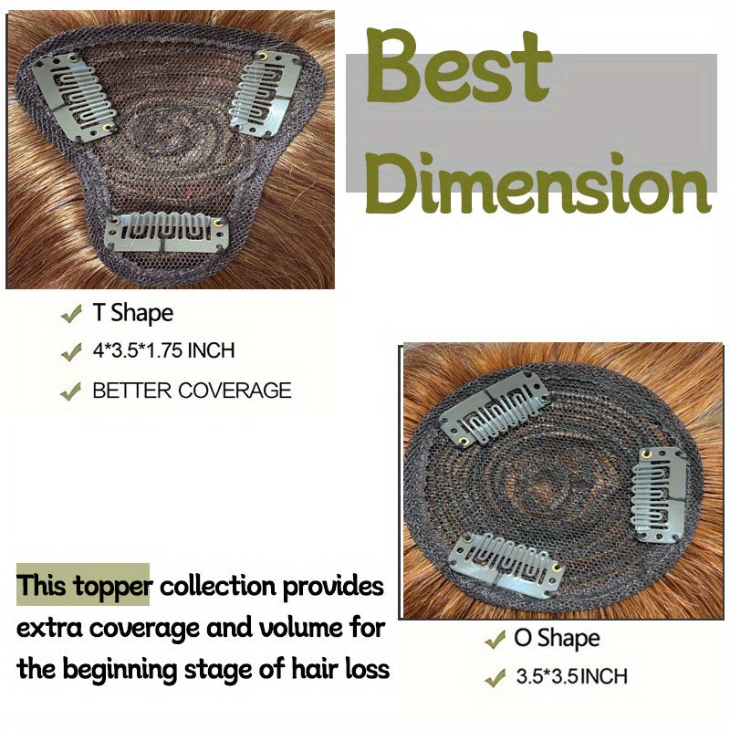 8/10 Inch Invisible Human Hair Base Toppers, 100% Human Hair Topper with Bangs, Lightweight Hair Pieces for Women with Thinning Hair, #30 Color Women'S Clip-On Hair Replacement, Straight Hair Invisible Topper 3D Hair Toppe
