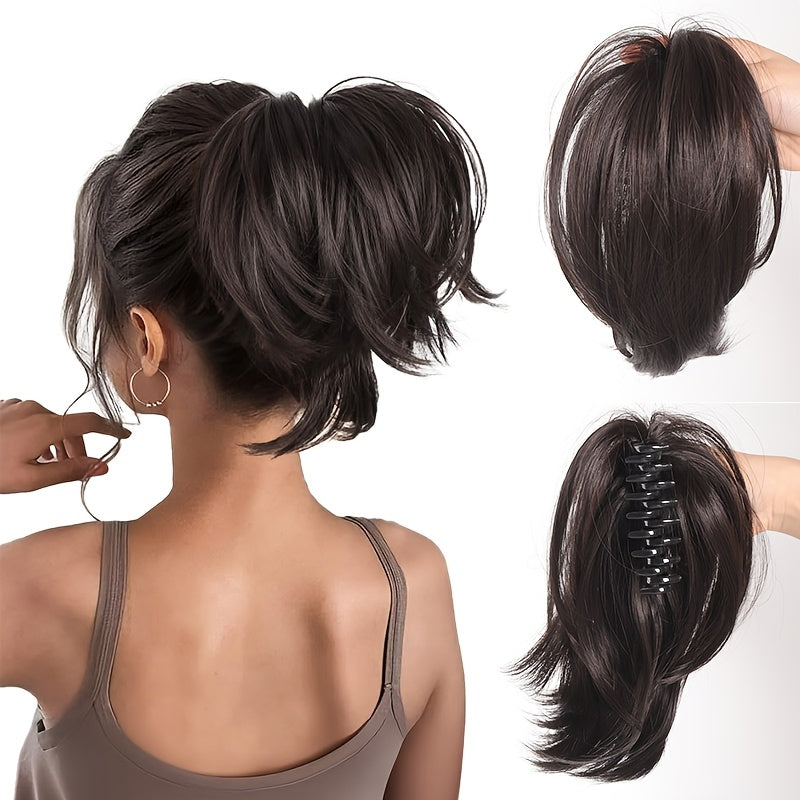 Chic Claw-Clip Ponytail Extension for Women - Straight Synthetic Hair, Versatile & Easy to Style
