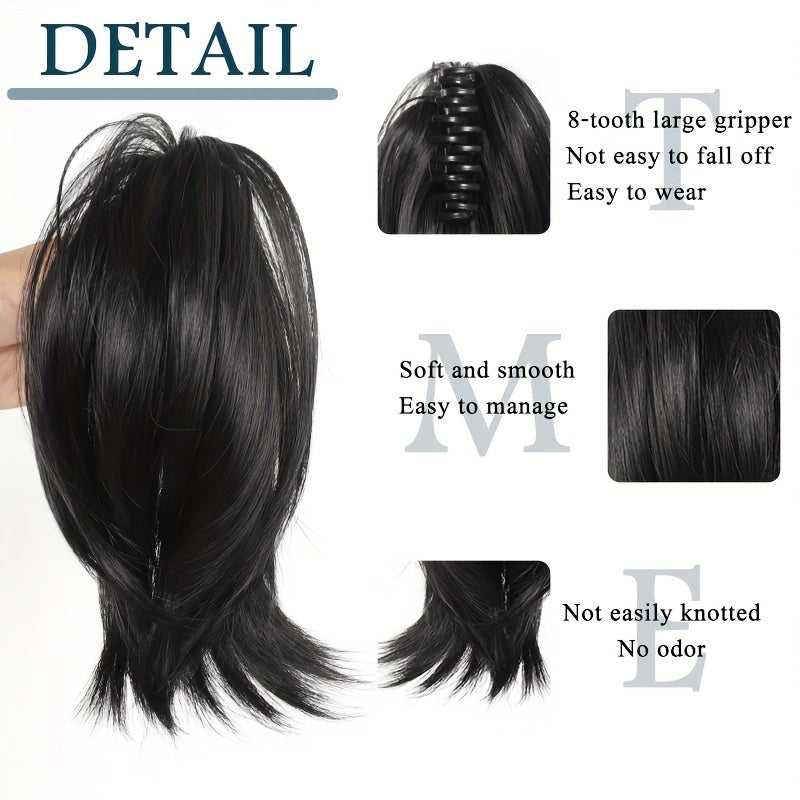 Chic Claw-Clip Ponytail Extension for Women - Straight Synthetic Hair, Versatile & Easy to Style