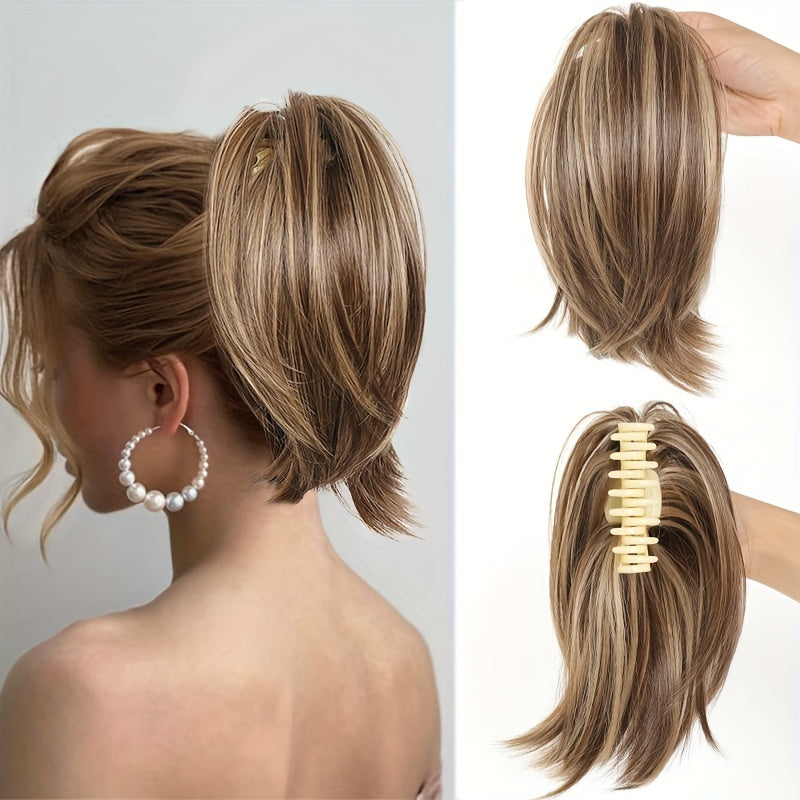 Chic Claw-Clip Ponytail Extension for Women - Straight Synthetic Hair, Versatile & Easy to Style