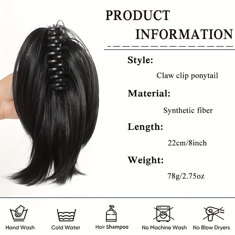 Chic Claw-Clip Ponytail Extension for Women - Straight Synthetic Hair, Versatile & Easy to Style