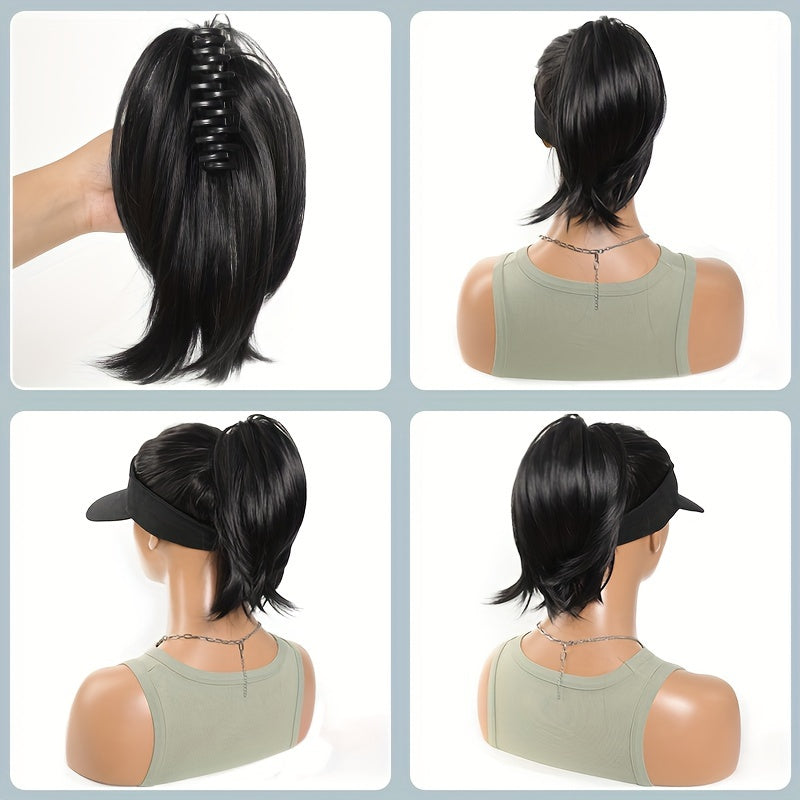 Chic Claw-Clip Ponytail Extension for Women - Straight Synthetic Hair, Versatile & Easy to Style