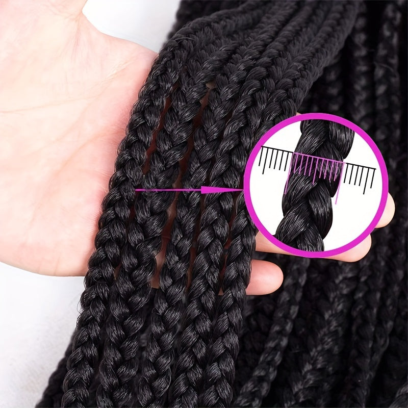 3pcs Premium Synthetic Crochet Box Braids, 60.96 cm Pre-Looped for Easy Installation - Knotless Box Braided Hair Extensions in Black, Brown, and Blue Gradient for Women, Easy Install Braids|Gradient Box Braids|Natural Look Braids, Crochet Braids