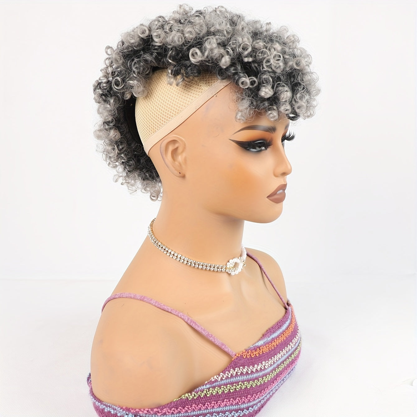 Afro High Puff Hair Bun Ponytail Drawstring With Bangs Synthetic Jerry Curly Mohawk Kinky Curly Fauxhawks Pony Tail Clip In On Ponytails For Women Hair Extensions With Six Clips