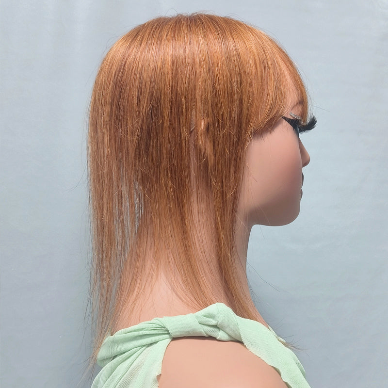8/10 Inch Invisible Human Hair Base Toppers, 100% Human Hair Topper with Bangs, Lightweight Hair Pieces for Women with Thinning Hair, #30 Color Women'S Clip-On Hair Replacement, Straight Hair Invisible Topper 3D Hair Toppe