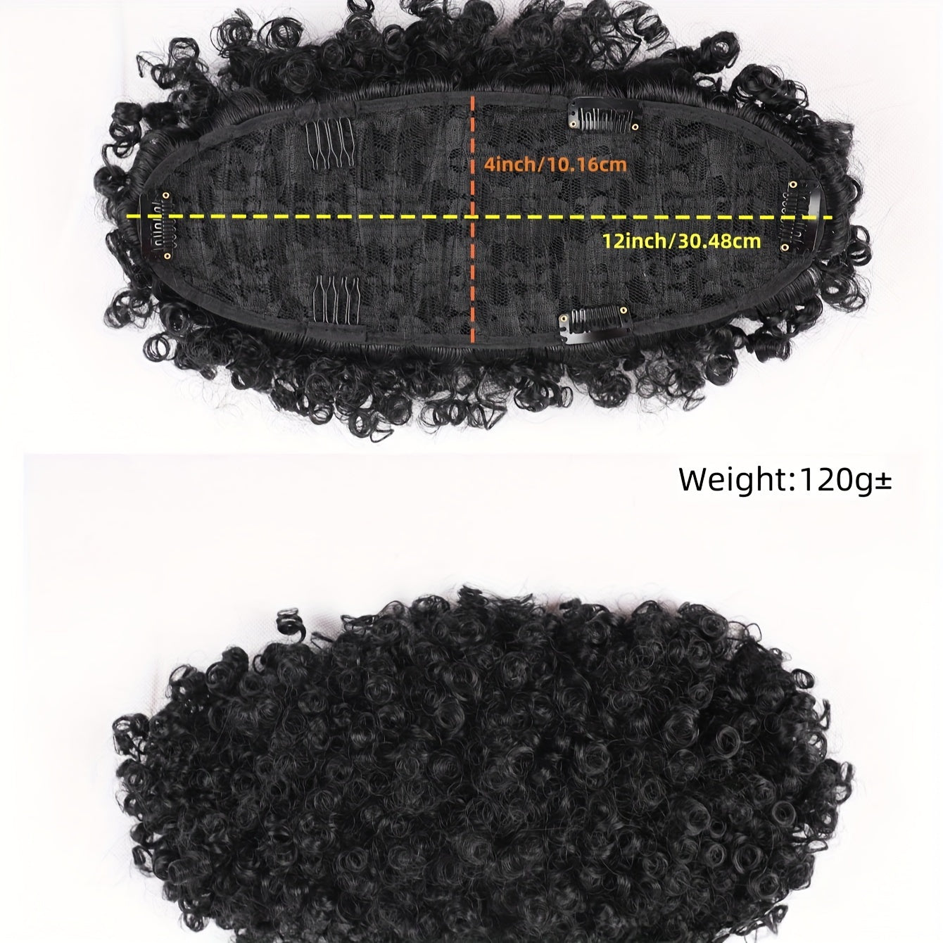 Afro High Puff Hair Bun Ponytail Drawstring With Bangs Synthetic Jerry Curly Mohawk Kinky Curly Fauxhawks Pony Tail Clip In On Ponytails For Women Hair Extensions With Six Clips