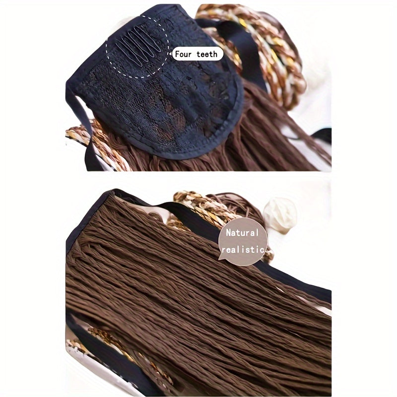 Box Braids Ponytail With Ribbon Tie Wrapped Around Ponytail Extensions Synthetic Hair Extensions Elegant For Daily Use Hair Accessories Halloween Christmas